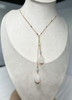 Scarf Style Necklace with Aquamarine Jade and Pink Quartz