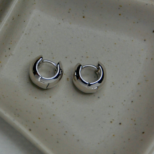 Rhodium Plated Mini Huggies