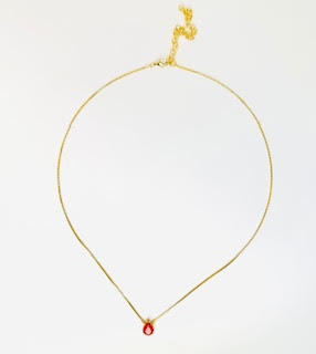 18k Gold Plated Necklace with Fusion Pink Stone.