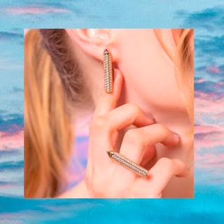 Pencil Earrings - Blue Crystal