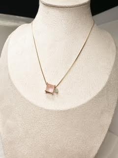 18K Gold Plated Necklace with Aquamarine Jade and Pink Fusion.