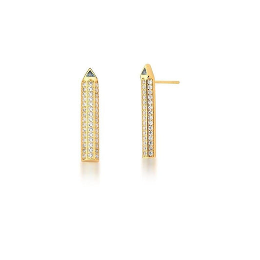 Pencil Earrings - Blue Crystal