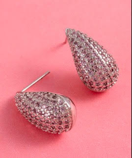 Tear Drop Rhodium Plated and Micro Zirconia Earrings